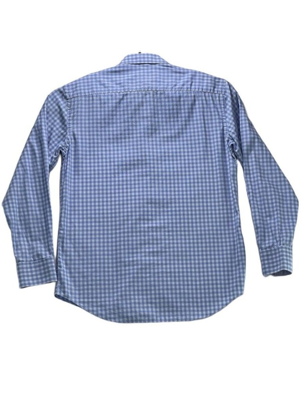 Bugatchi Mens Blue Check Long Sleeve Button-Up Shirt 100% Cotton Size L - Picture 2 of 13